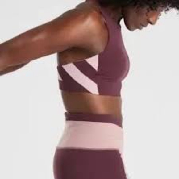 Athleta Hyper Focused Chroma Burgundy and Pink Sports Bra - Picture 7 of 9